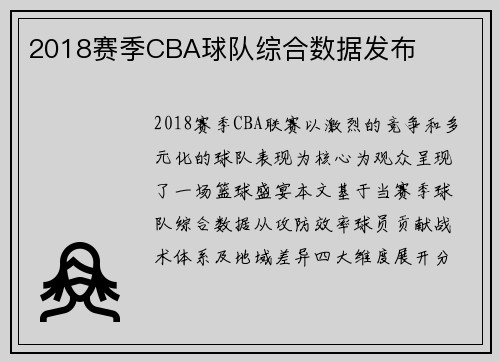 2018赛季CBA球队综合数据发布